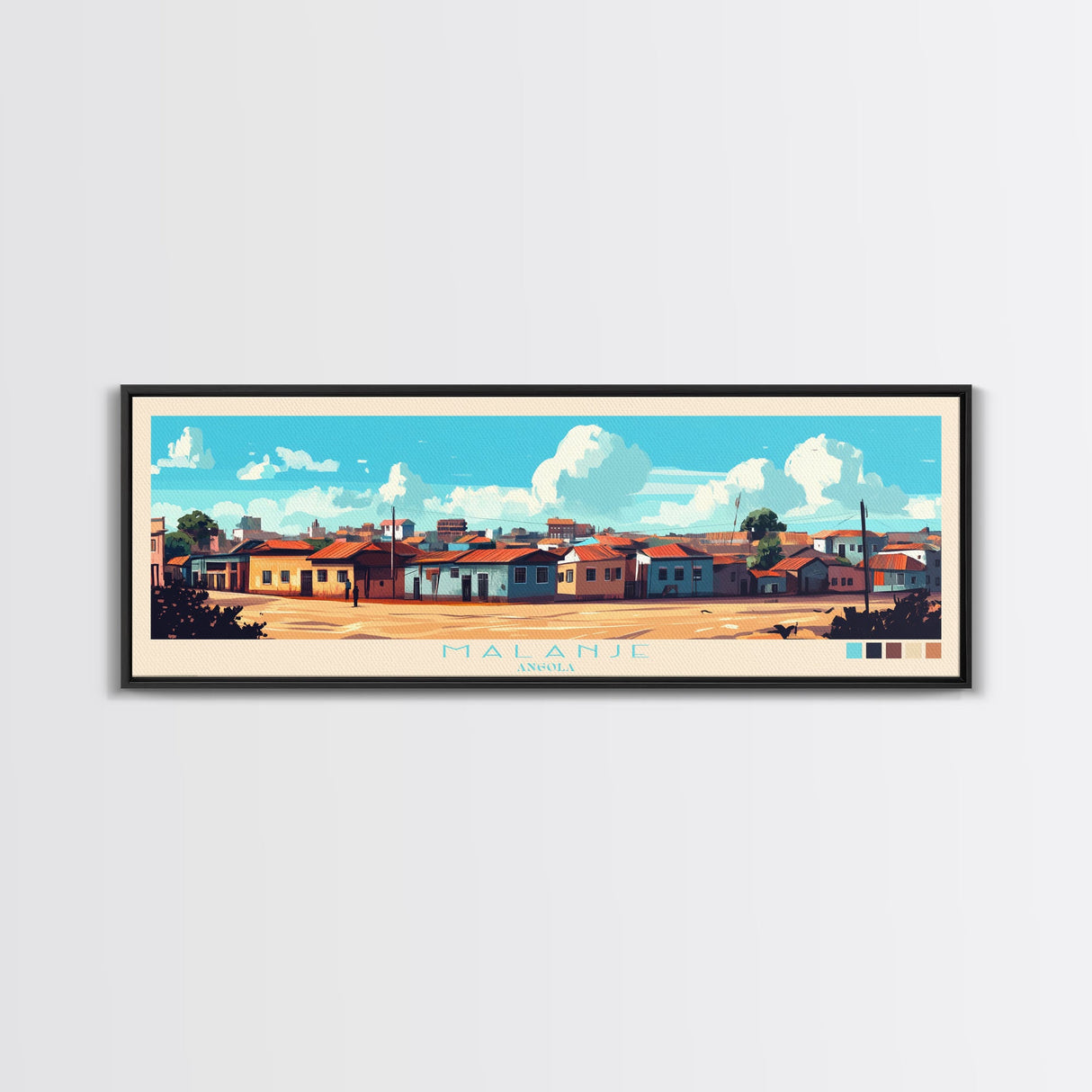 Malanje, Angola Panoramic Travel Poster Canvas Print, Malanje, Angola Painting, Angola Art, Malanje Travel Art, Living Room Painting