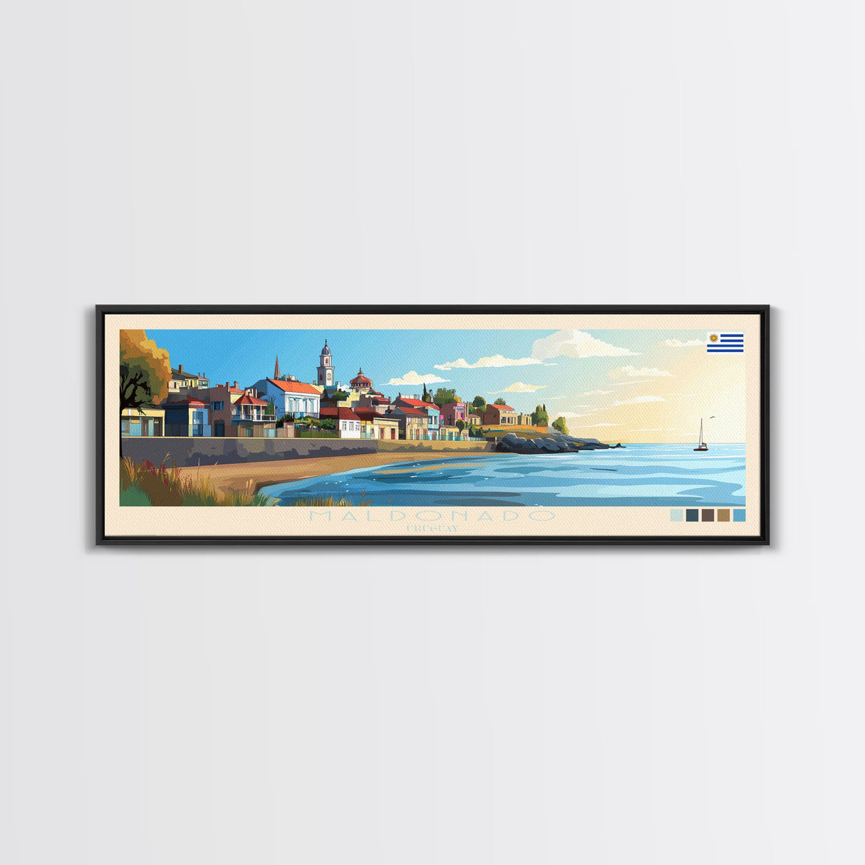 Maldonado, Uruguay Travel Poster Panoramic Canvas Print, Maldonado, Uruguay Painting, Uruguay Art, Maldonado Travel Art, Guest Room Painting