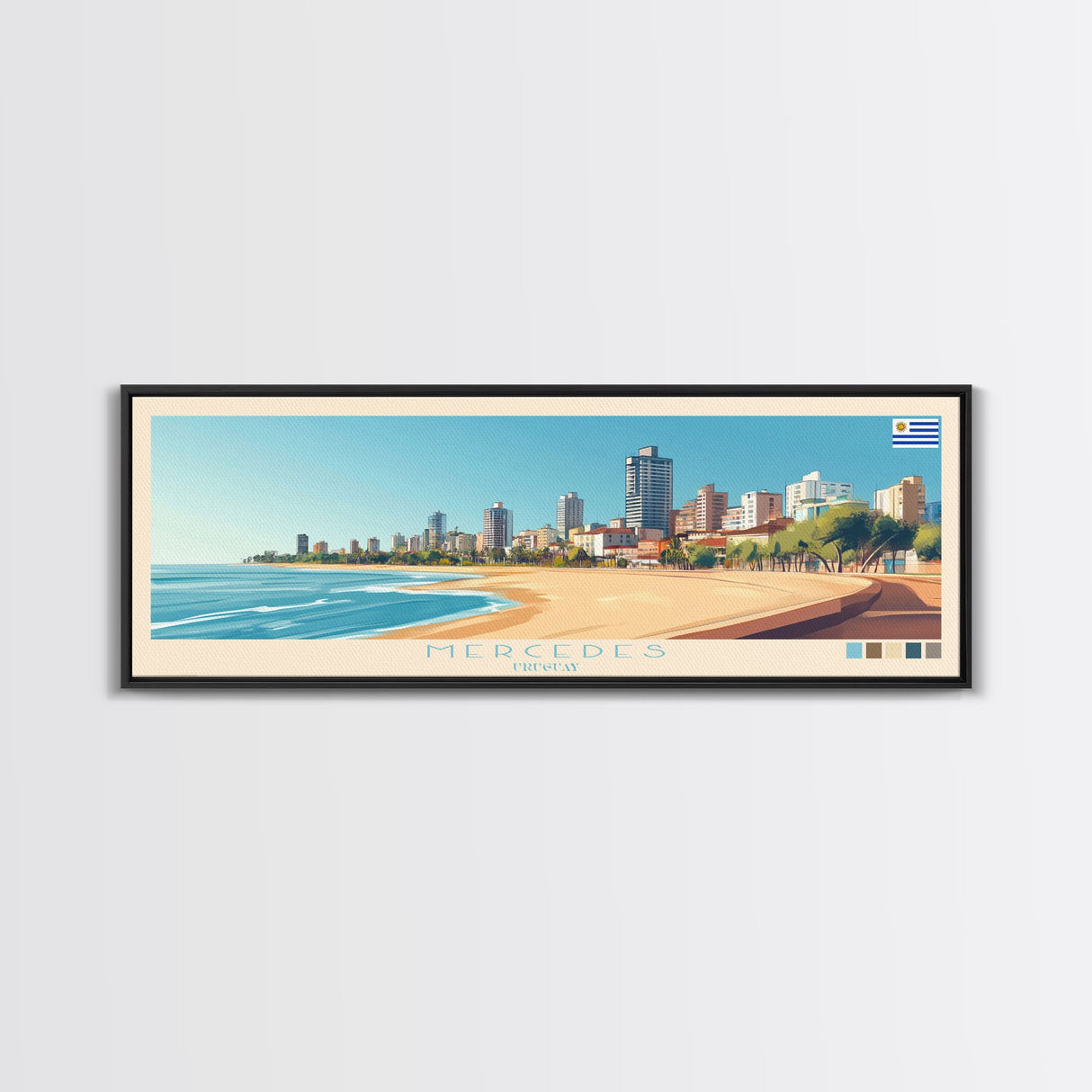 Mercedes, Uruguay Travel Poster Panoramic Canvas Print, Mercedes, Uruguay Painting, Uruguay Art, Mercedes Travel Art, Guest Room Painting