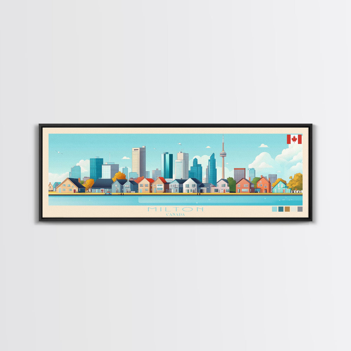 Milton, Canada Panoramic Travel Poster Canvas Print, Milton, Canada Painting, Canada Art, Milton Travel Art, Guest Room Painting