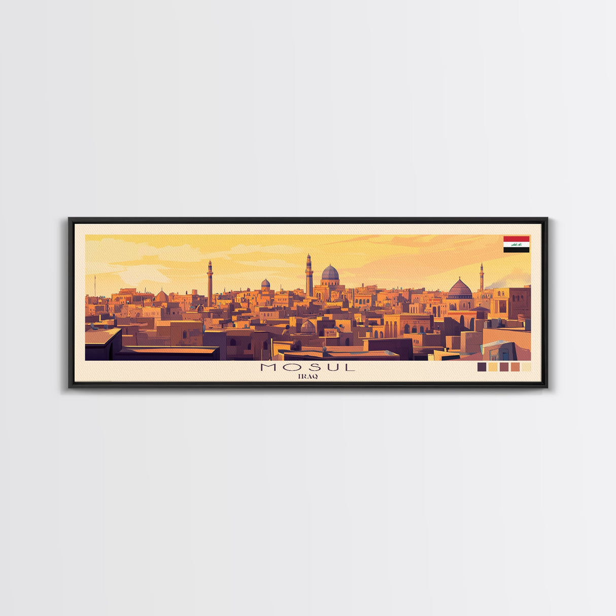 Mosul, Iraq Travel Poster Panoramic Canvas Print, Mosul, Iraq Painting, Iraq Art, Mosul Travel Art, Guest Room Painting