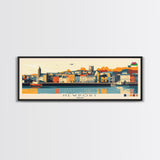 Newport, Wales Panoramic Travel Poster Canvas Print, Newport, Wales Painting, Wales Art, Newport Travel Art, Guest Room Painting