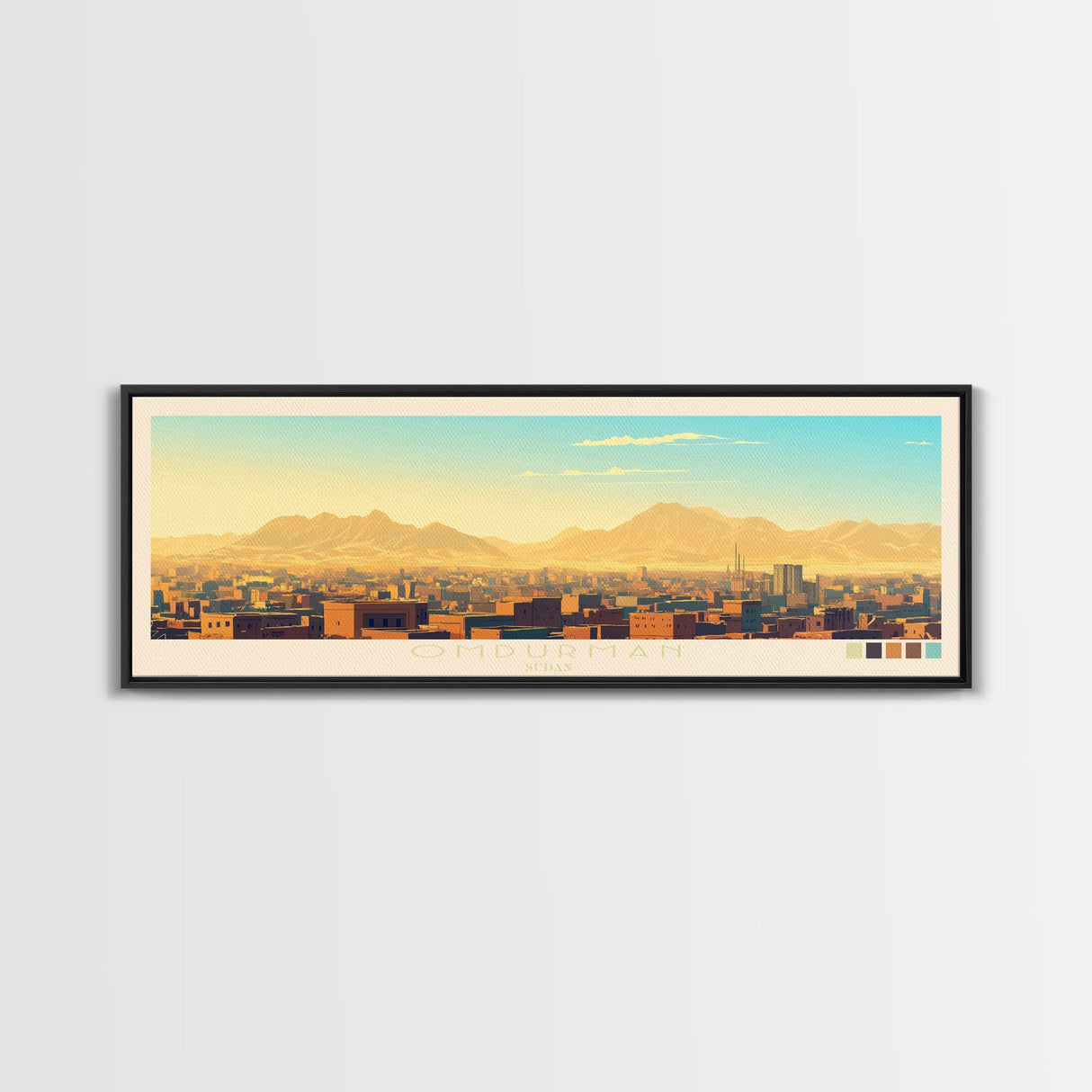 Omdurman,  Sudan Panoramic Travel Poster Canvas Print, Omdurman,  Sudan Painting,  Sudan Art, Omdurman Travel Art, Guest Room Painting