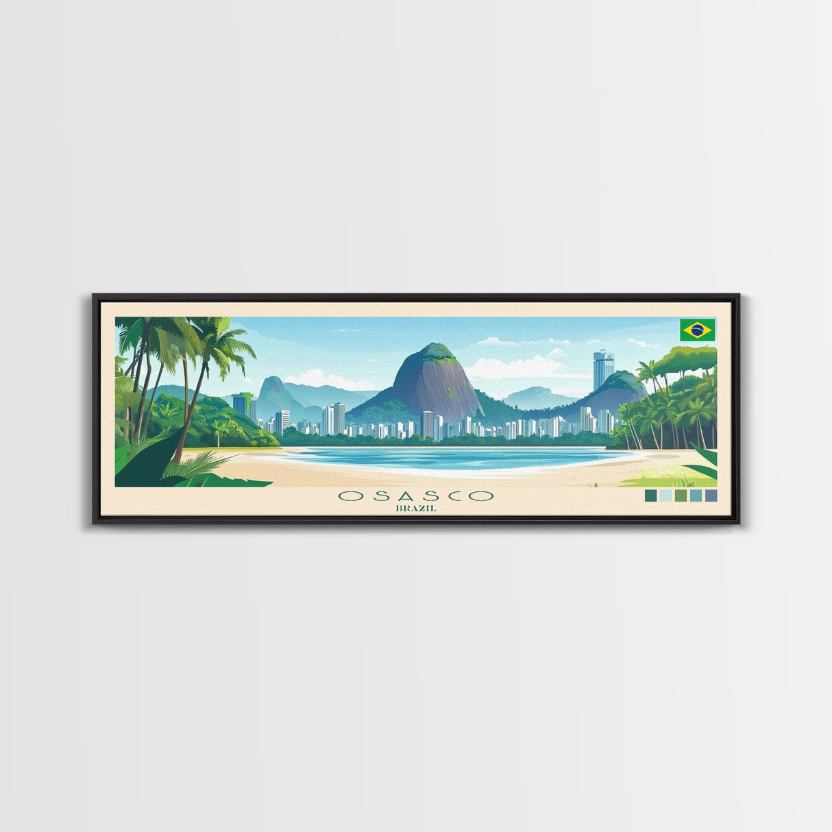 Osasco, Brazil Panoramic Travel Poster Canvas Print, Osasco, Brazil Painting, Brazil Art, Osasco Travel Art, Living Room Painting