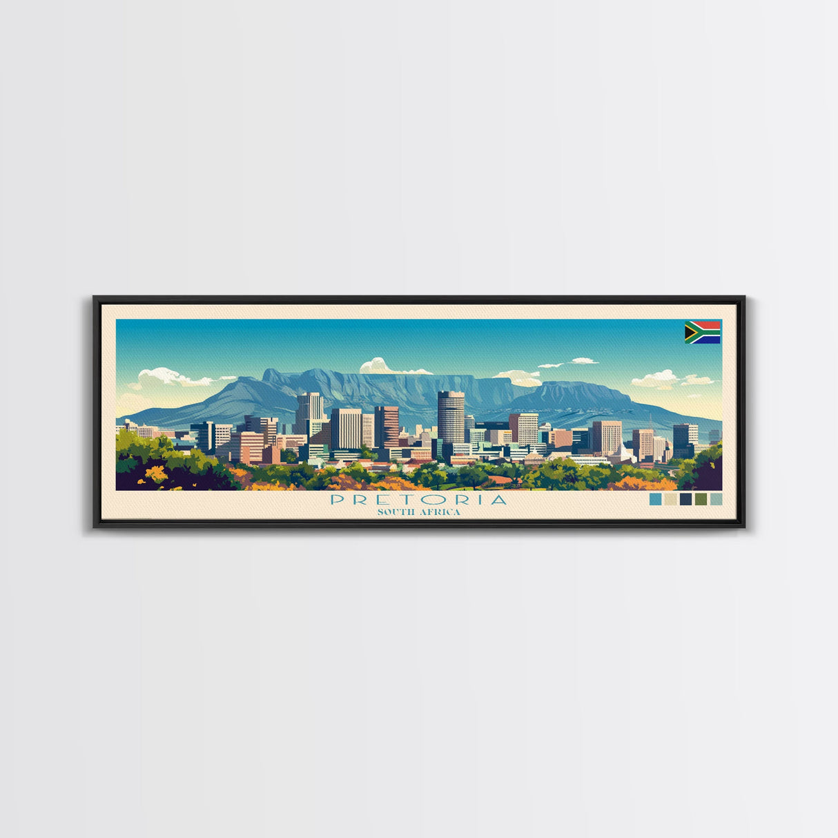 Pretoria, South Africa Panoramic Travel Poster Canvas Print, Pretoria, South Africa Painting, South Africa Art, Pretoria Travel Art, Living Room Painting