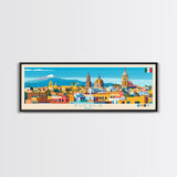 Puebla, Mexico Panoramic Travel Poster Canvas Print, Puebla, Mexico Painting, Mexico Art, Puebla Panoramic Travel Art, Travel Painting