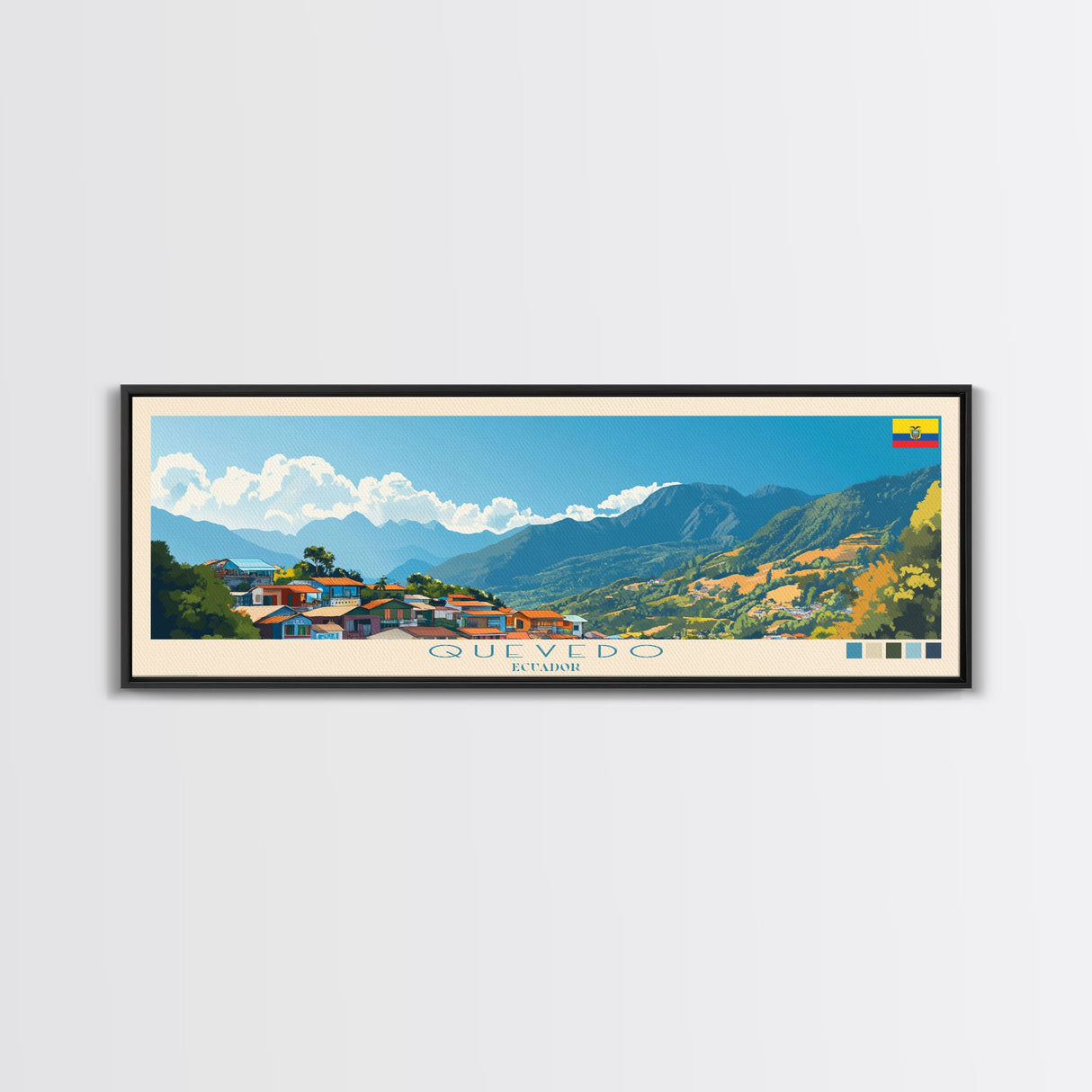 Quevedo, Ecuador Travel Poster Panoramic Canvas Print, Quevedo, Ecuador Painting, Ecuador Art, Quevedo Travel Art, Guest Room Painting