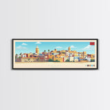 Panoramic Travel Poster Rabat, Morocco Canvas Print, Rabat, Morocco Painting, Morocco Art, Rabat Travel Art, Guest Room Painting