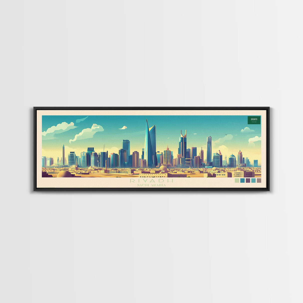 Panoramic Travel Poster Riyadh, Saudi Arabia Canvas Print, Riyadh, Saudi Arabia Painting, Saudi Arabia Art, Riyadh Travel Art, Guest Room Painting