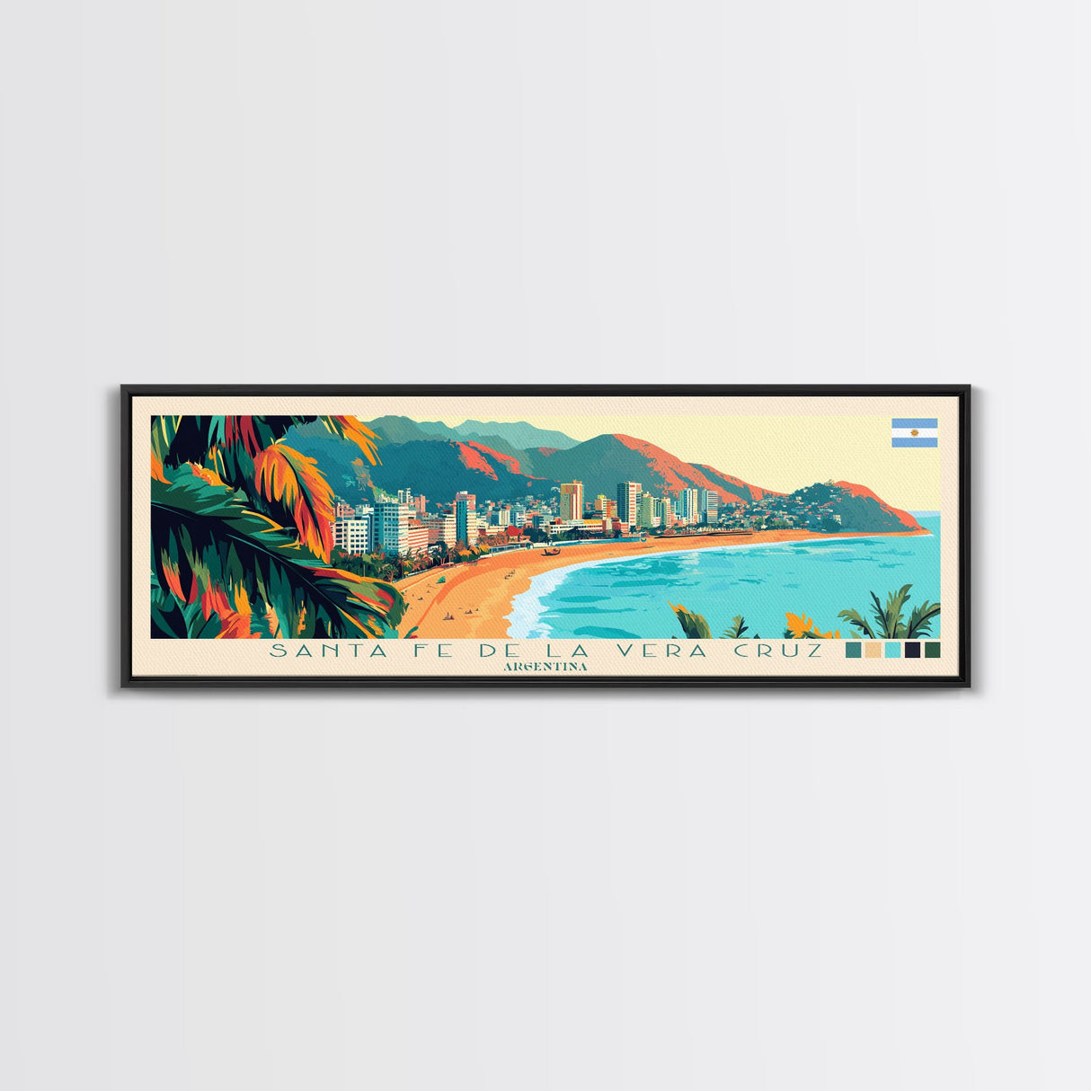 Santa Fe de la Vera Cruz, Argentina Travel Poster Panoramic Canvas Print, Santa Fe de la Vera Cruz, Argentina Painting, Argentina Art, Santa Fe de la Vera Cruz Travel Art, Guest Room Painting