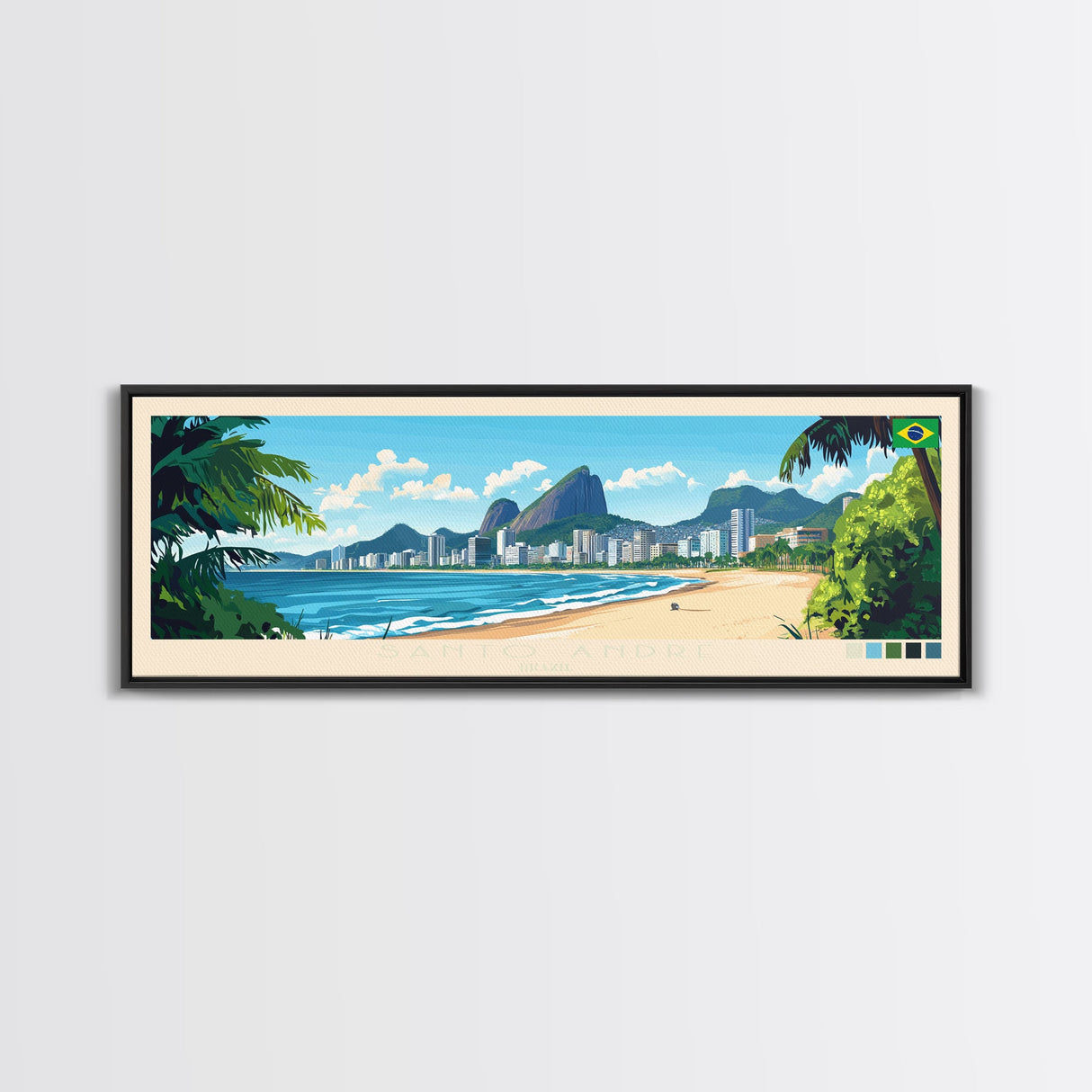 Santo Andre, Brazil Panoramic Travel Poster Canvas Print, Santo Andre, Brazil Painting, Brazil Art, Santo Andre Panoramic Travel Art, Travel Painting