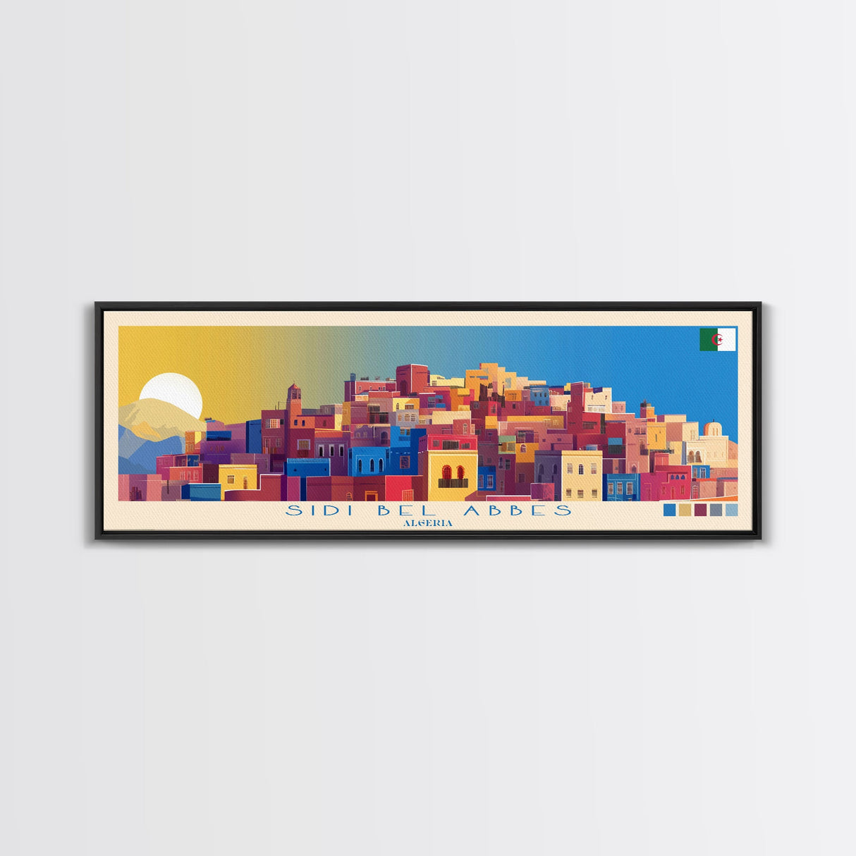 Sidi bel Abbes, Algeria Travel Poster Panoramic Canvas Print, Sidi bel Abbes, Algeria Painting, Algeria Art, Sidi bel Abbes Travel Art, Guest Room Painting