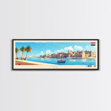 Suez, Egypt Travel Poster Panoramic Canvas Print, Suez, Egypt Painting, Egypt Art, Suez Travel Art, Guest Room Painting