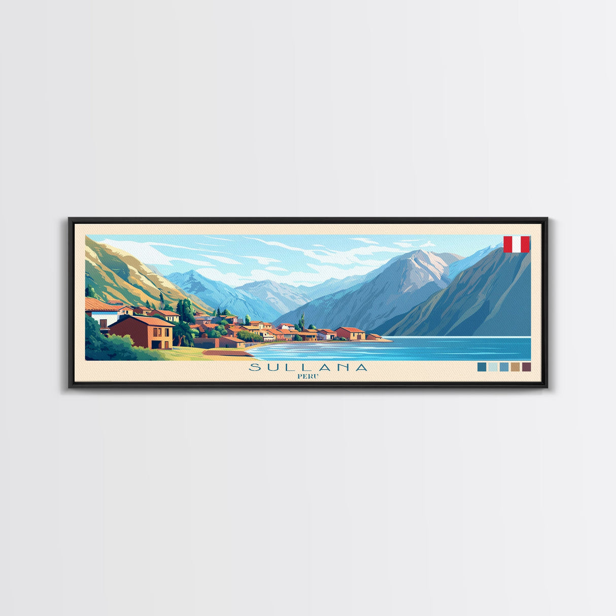 Sullana, Peru Panoramic Travel Poster Canvas Print, Sullana, Peru Painting, Peru Art, Sullana Panoramic Travel Art, Travel Painting