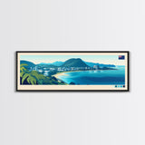 Tauranga, New Zealand Travel Poster Panoramic Canvas Print, Tauranga, New Zealand Painting, New Zealand Art, Tauranga Travel Art, Guest Room Painting