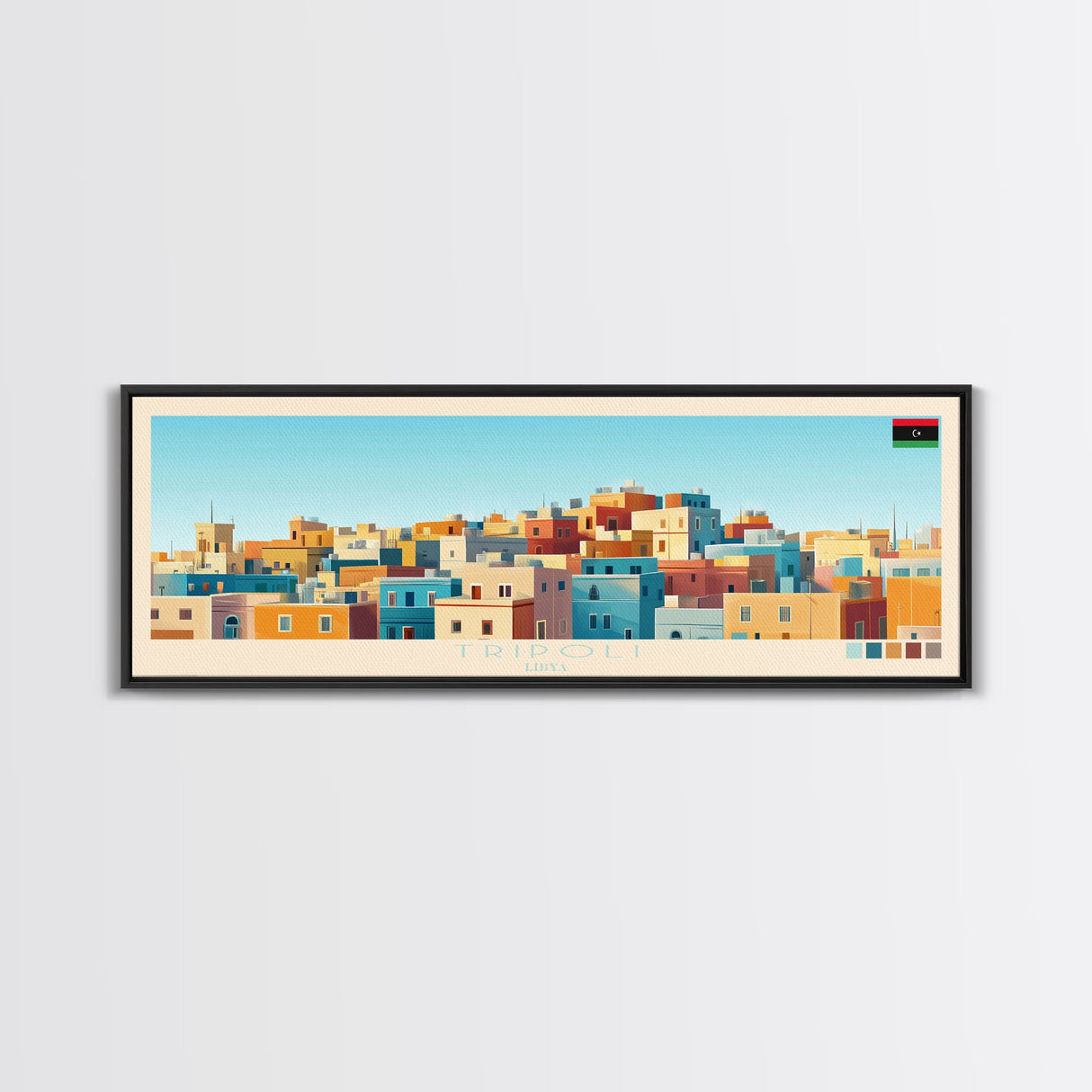 Panoramic Travel Poster Tripoli, Libya Canvas Print, Tripoli, Libya Painting, Libya Art, Tripoli Travel Art, Guest Room Painting