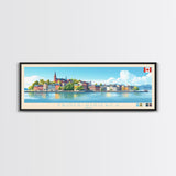 Trois-Rivieres, Canada Panoramic Travel Poster Canvas Print, Trois-Rivieres, Canada Painting, Canada Art, Trois-Rivieres Panoramic Travel Art, Travel Painting