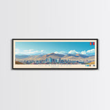 Ulaanbaatar, Mongolia Panoramic Travel Poster Canvas Print, Ulaanbaatar, Mongolia Painting, Mongolia Art, Ulaanbaatar Travel Art, Living Room Painting