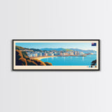 Wellington, New Zealand Panoramic Travel Poster Canvas Print, Wellington, New Zealand Painting, New Zealand Art, Wellington Panoramic Travel Art, Travel Painting