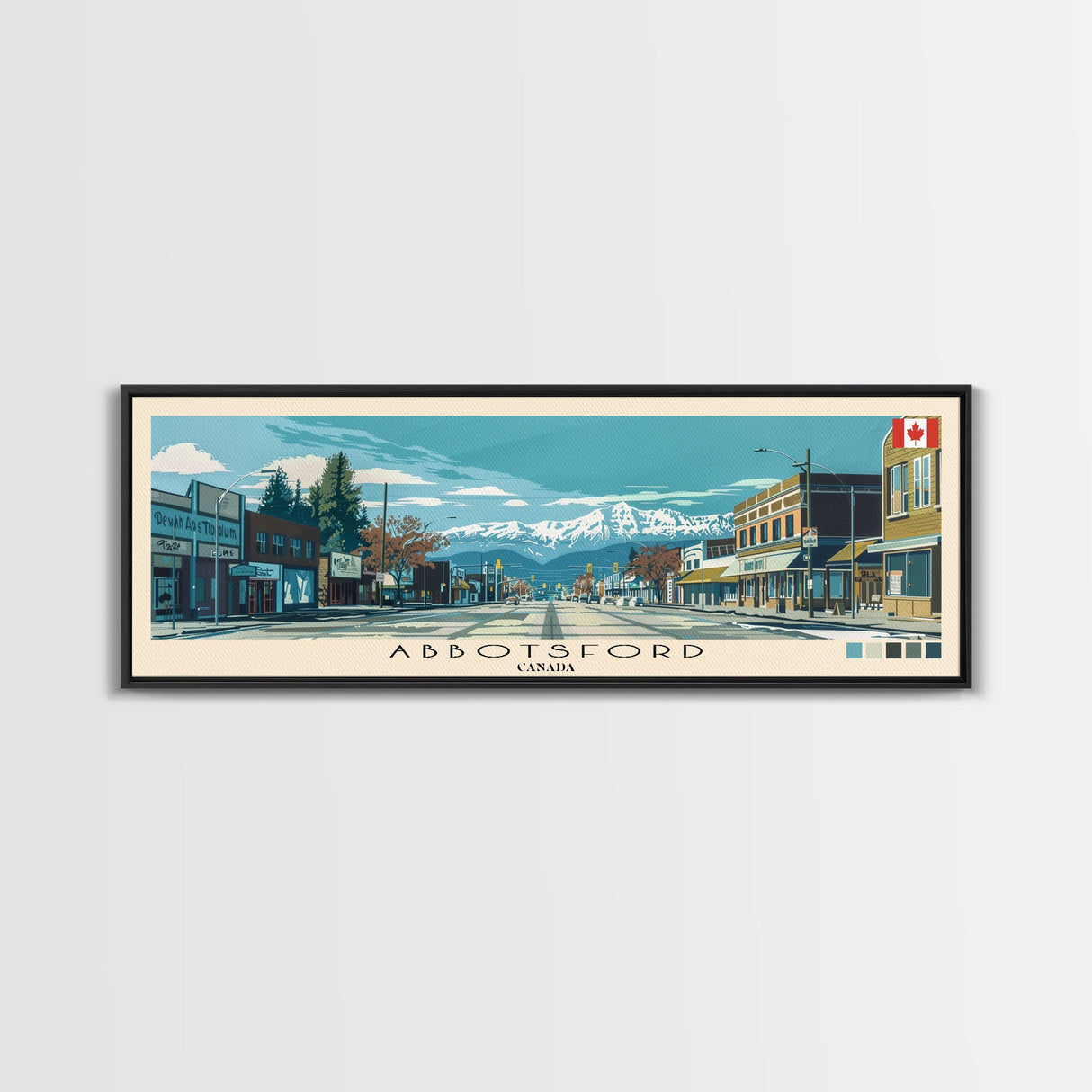 Abbotsford, Canada Panoramic Canvas Print, Abbotsford, Canada Painting, Canada Art, Abbotsford Travel Poster, Travel Art, Guest Room Painting