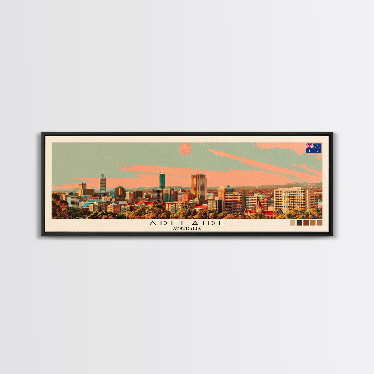 Adelaide, Australia Panoramic Canvas Print, Adelaide, Australia Painting, Australia Art, Adelaide Travel Poster, Travel Art, Guest Room Painting