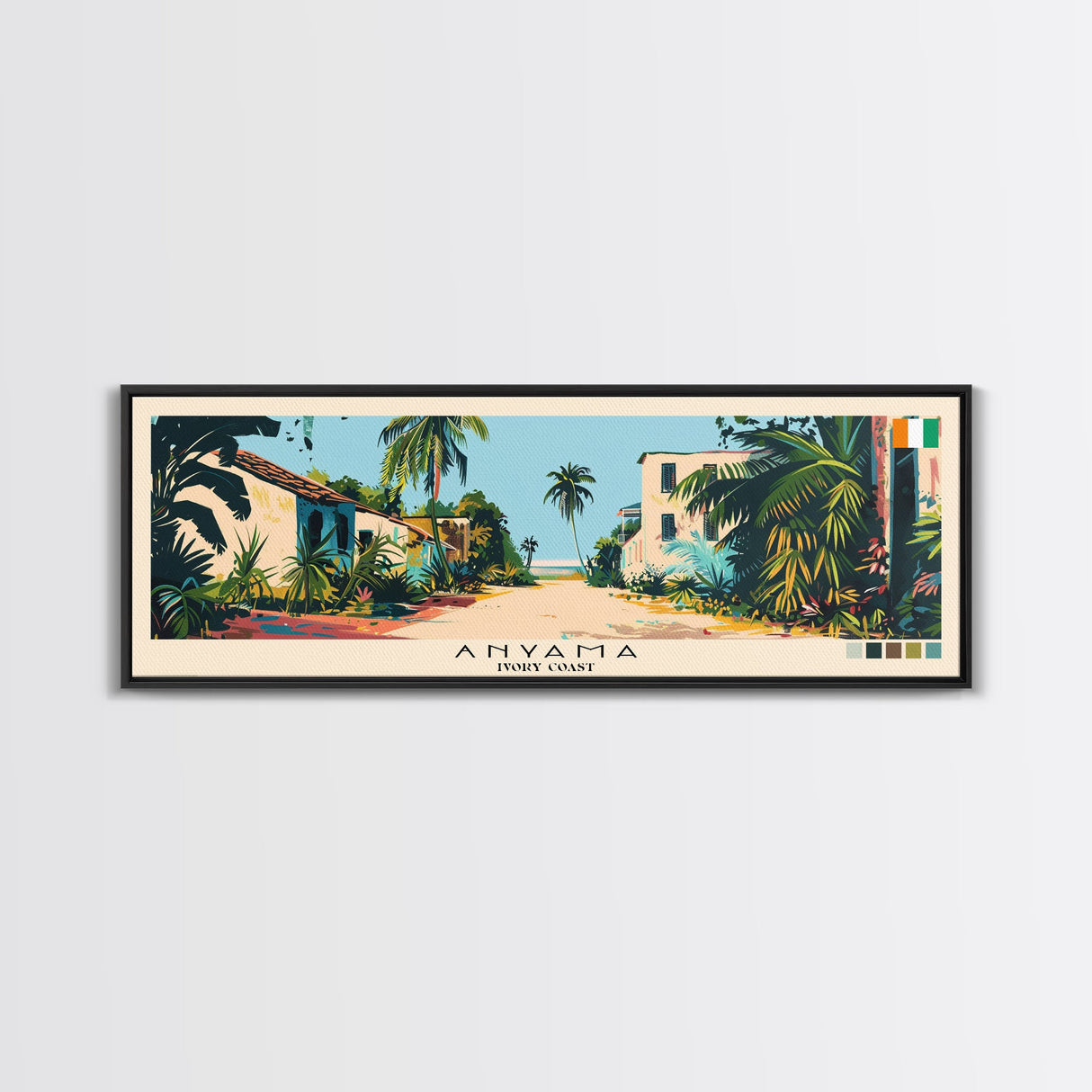 Anyama, Ivory Coast Panoramic Canvas Print, Anyama, Ivory Coast Painting, Ivory Coast Art, Anyama Travel Poster, Travel Art, Guest Room Painting