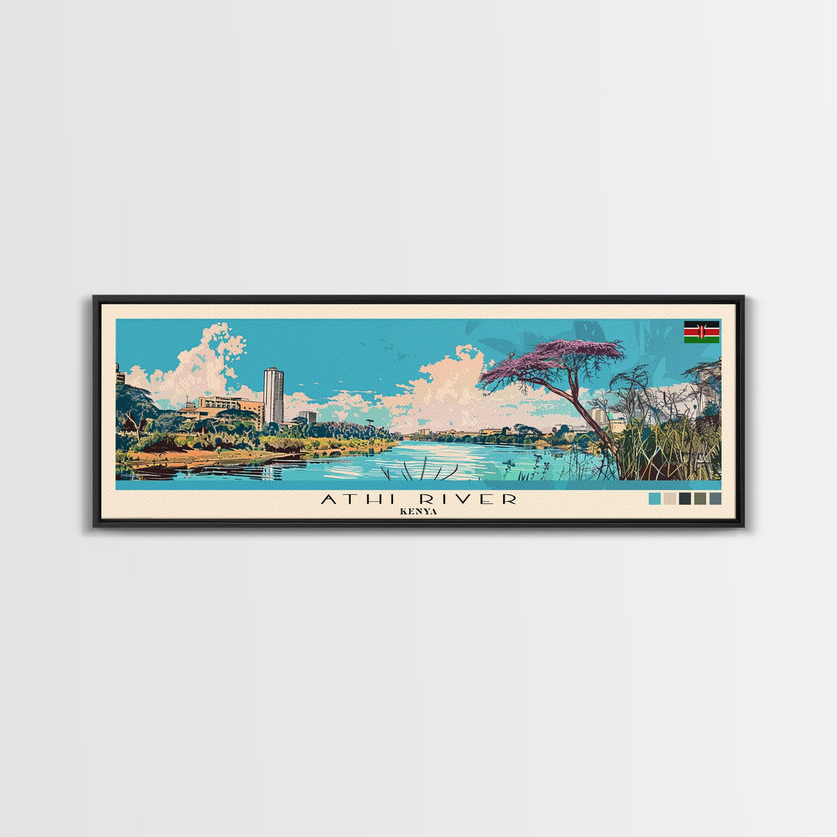 Athi River, Kenya Panoramic Canvas Print, Athi River, Kenya Painting, Kenya Art, Athi River Travel Poster, Travel Art, Guest Room Painting