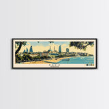 Baku, Azerbaijan Panoramic Canvas Print, Baku, Azerbaijan Painting, Azerbaijan Art, Baku Travel Poster, Travel Art, Living Room Painting