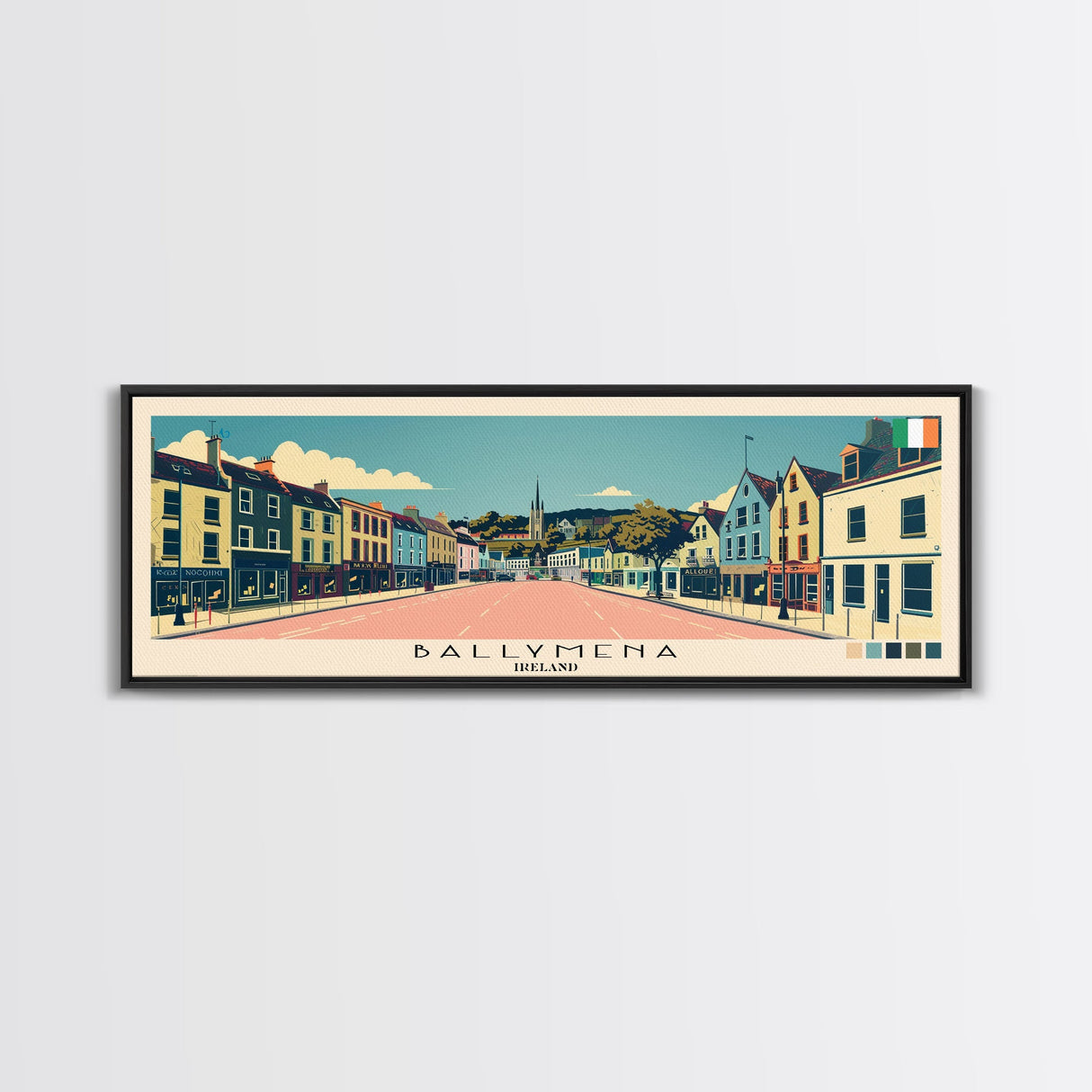 Ballymena, Ireland Panoramic Canvas Print, Ballymena, Ireland Painting, Ireland Art, Ballymena Travel Poster, Travel Art, Guest Room Painting