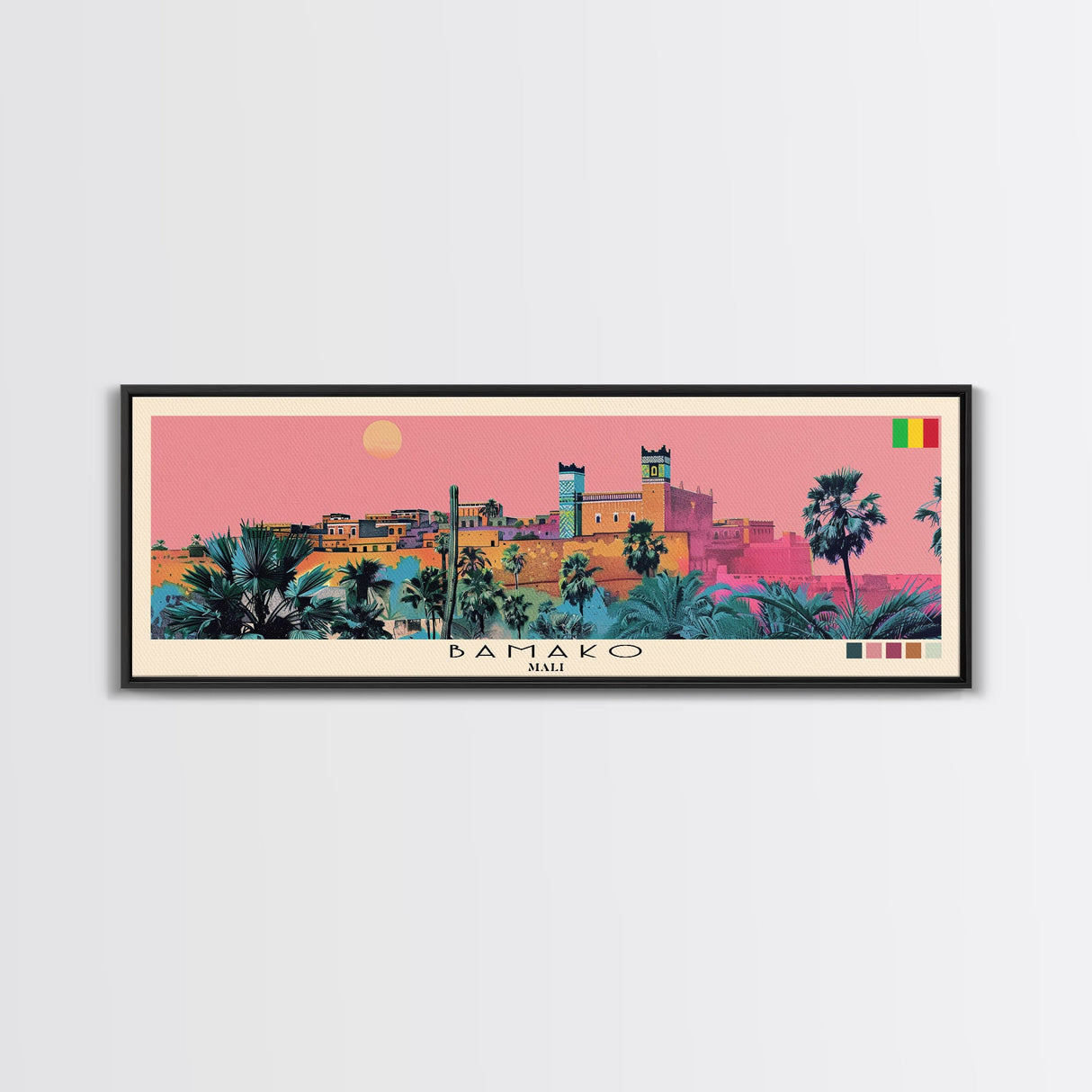 Bamako, Mali Panoramic Canvas Print, Bamako, Mali Painting, Mali Art, Bamako Travel Poster, Travel Art, Guest Room Painting