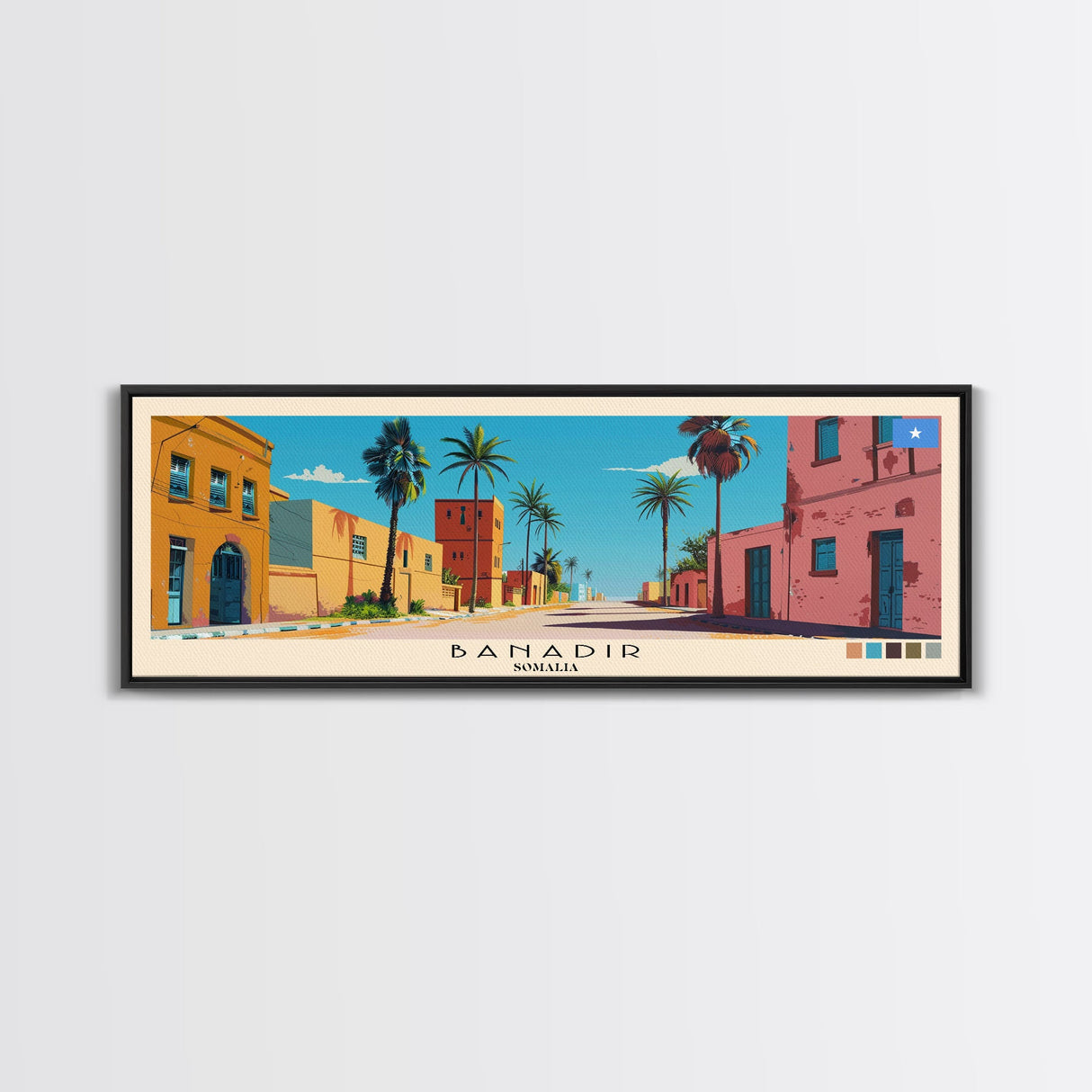 Banadir, Somalia Panoramic Canvas Print, Banadir, Somalia Painting, Somalia Art, Banadir Travel Poster, Travel Art, Living Room Painting