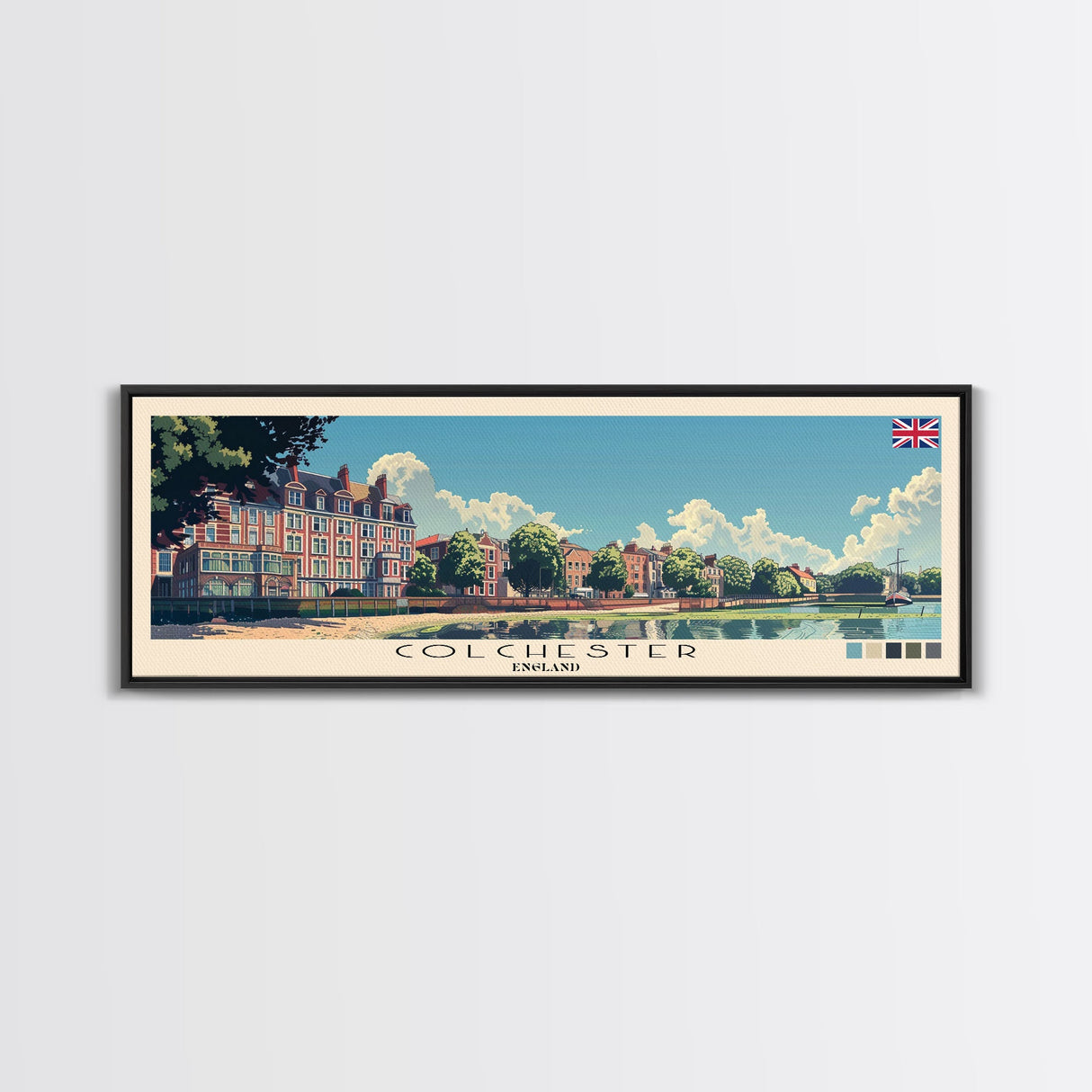 Colchester, England Panoramic Canvas Print, Colchester, England Painting, England Art, Colchester Travel Poster, Travel Art, Guest Room Painting