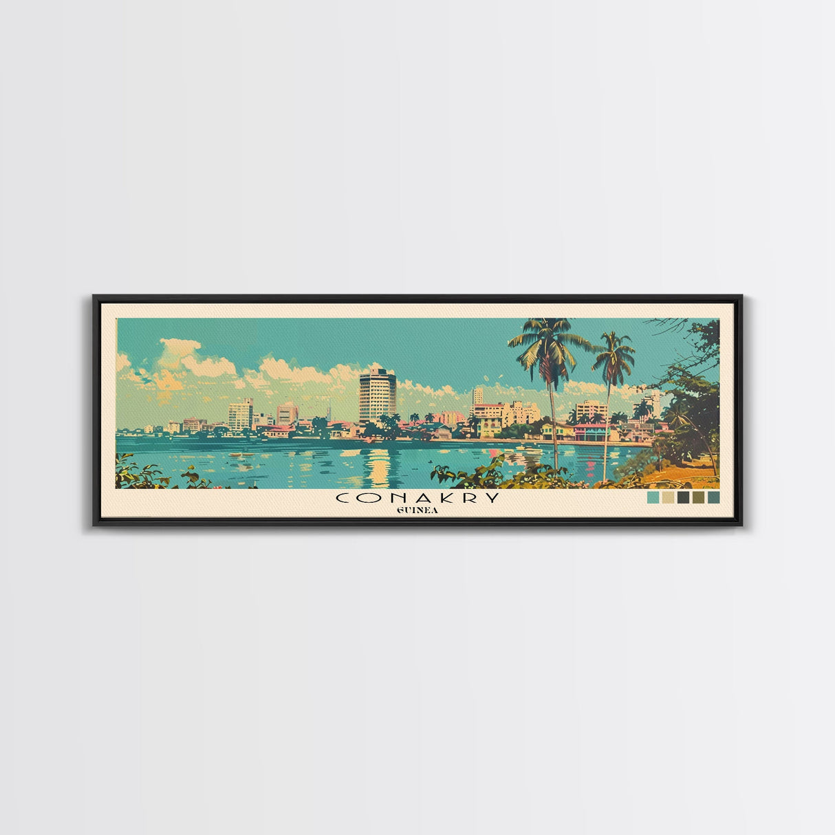 Conakry, Guinea Panoramic Canvas Print, Conakry, Guinea Painting, Guinea Art, Conakry Travel Poster, Travel Art, Vacation Gift