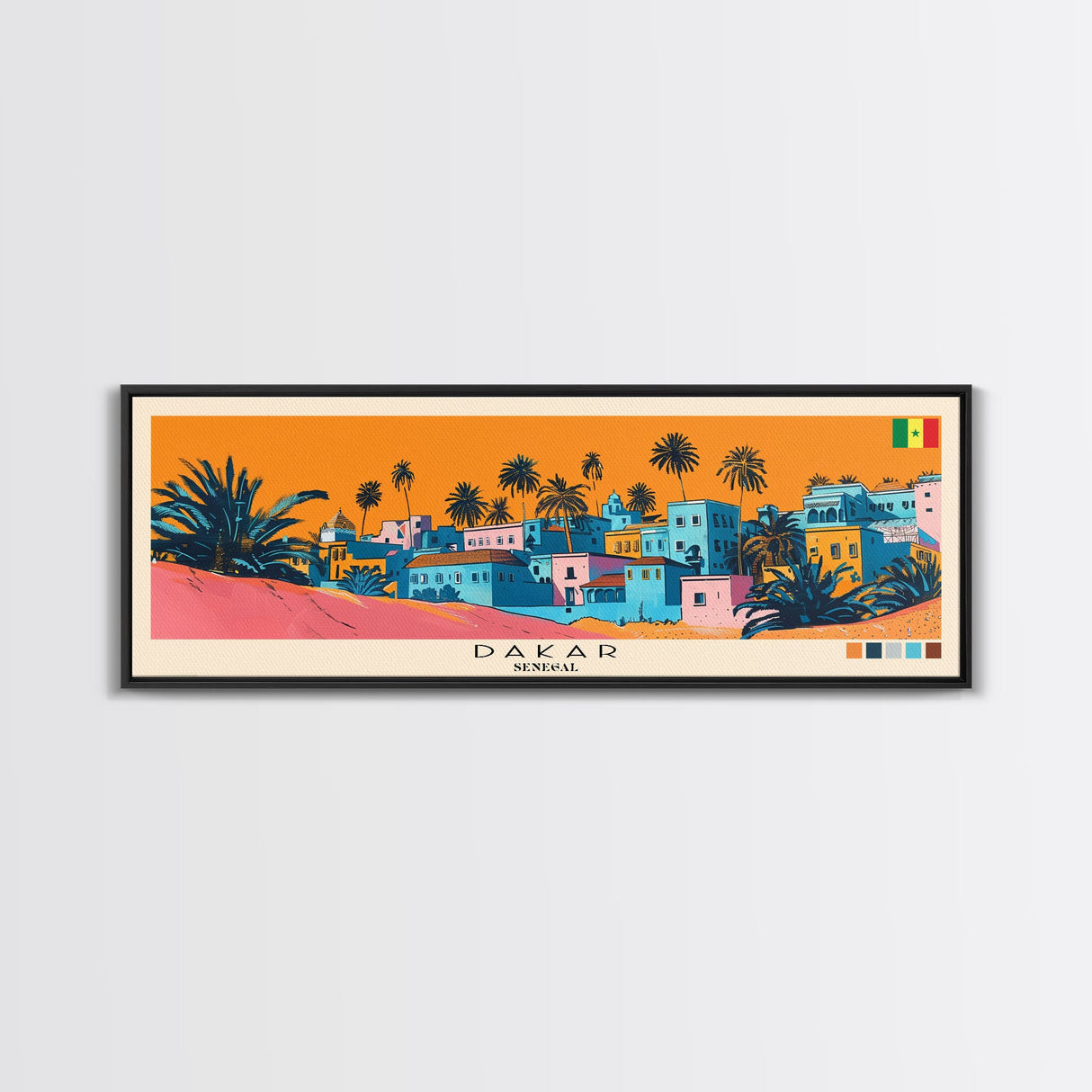 Dakar, Senegal Panoramic Canvas Print, Dakar, Senegal Painting, Senegal Art, Dakar Travel Poster, Travel Art, Vacation Gift