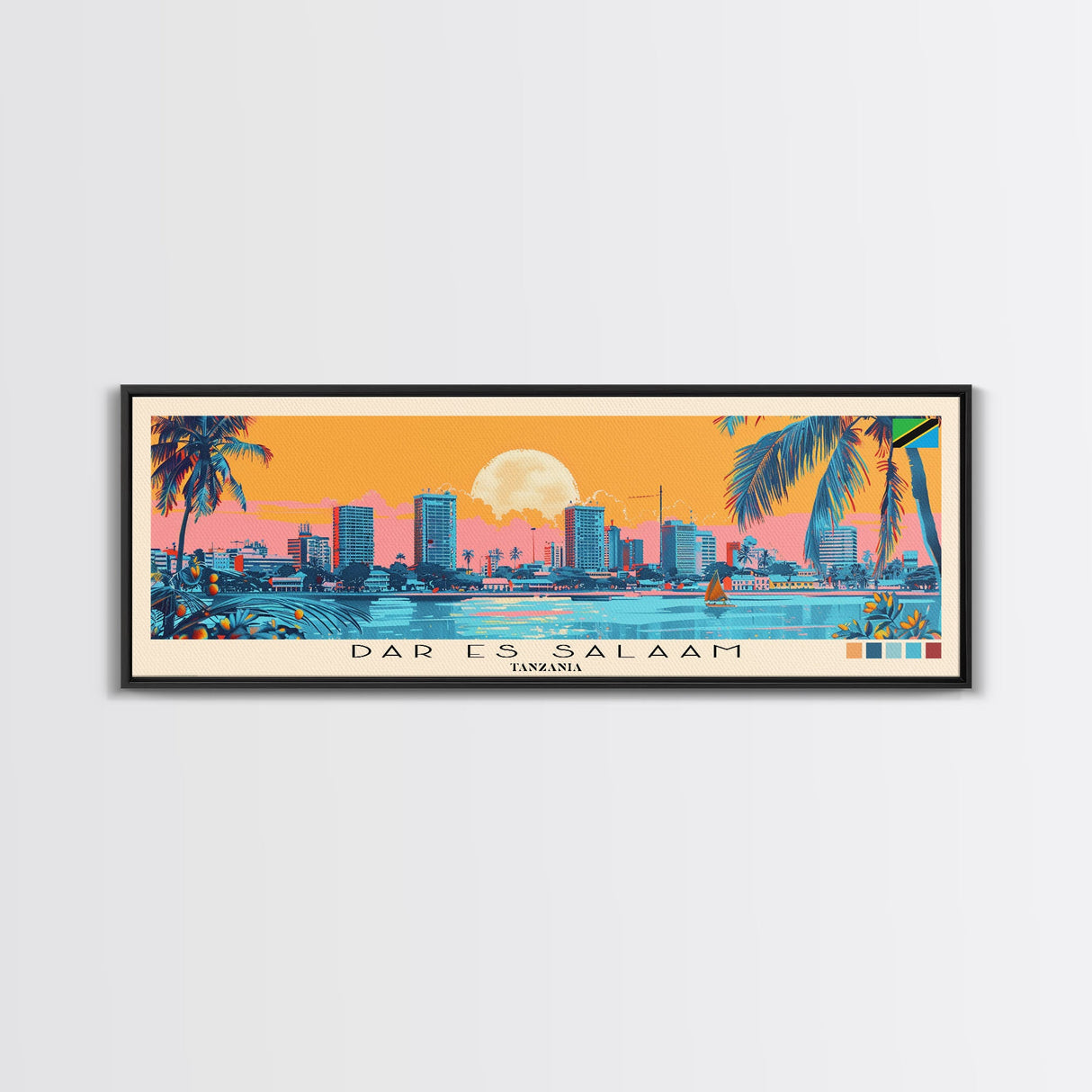 Dar es Salaam, Tanzania Panoramic Canvas Print, Dar es Salaam, Tanzania Painting, Tanzania Art, Dar es Salaam Travel Poster, Travel Art, Living Room Painting