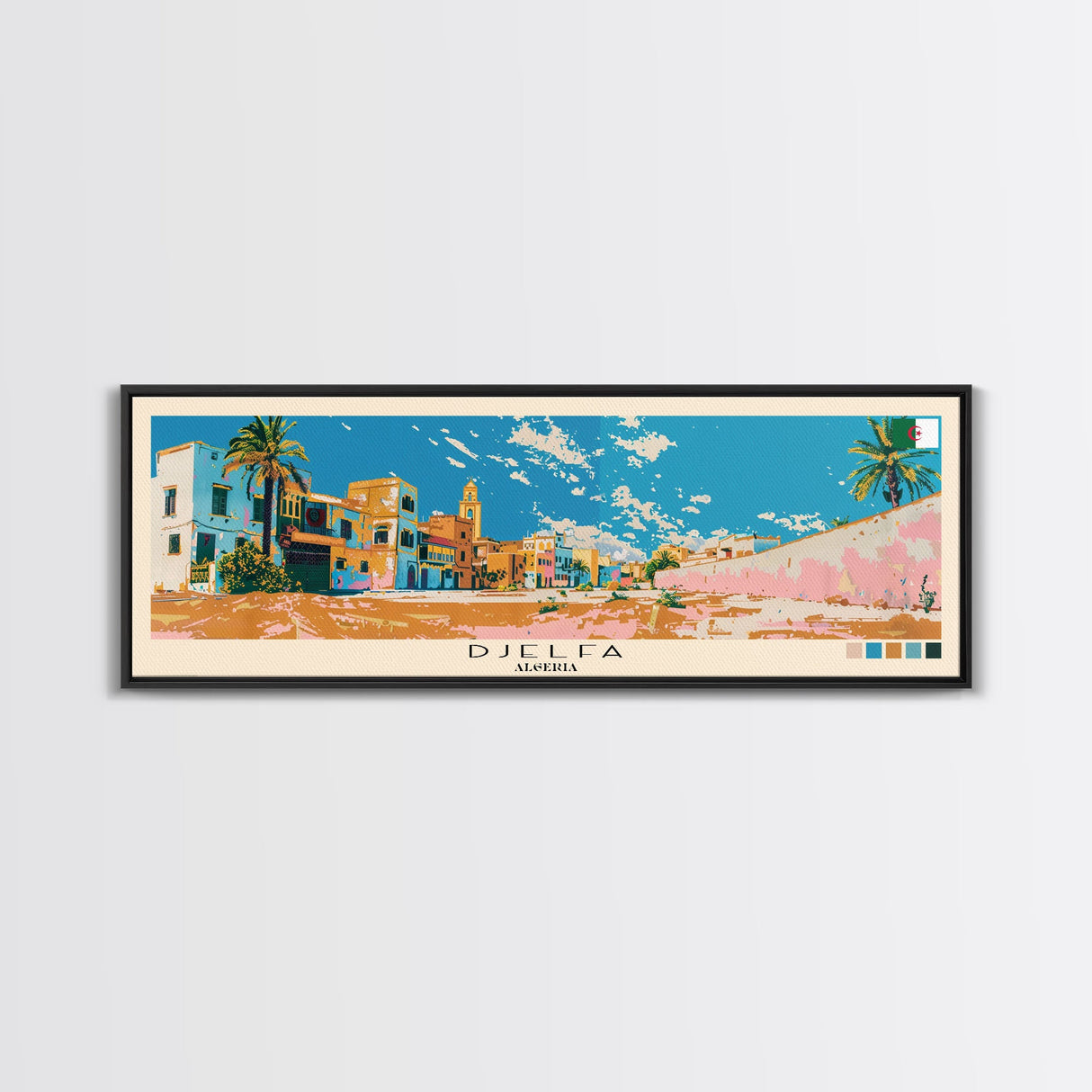 Djelfa, Algeria Panoramic Canvas Print, Djelfa, Algeria Painting, Algeria Art, Djelfa Travel Poster, Travel Art, Housewarming Gift