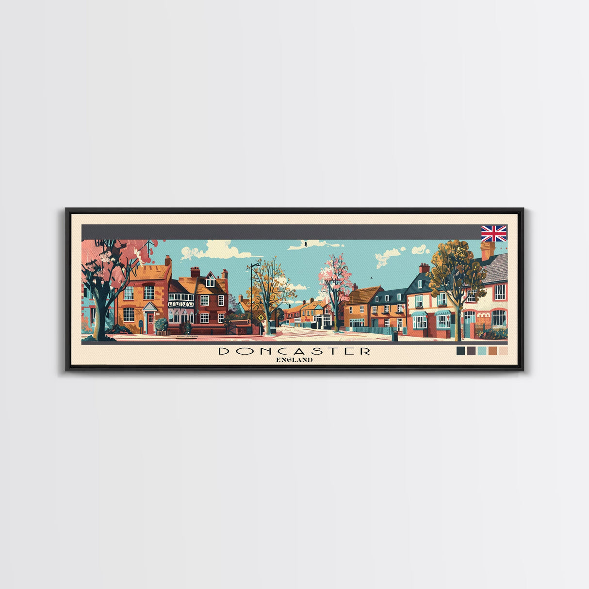 Doncaster, England Panoramic Canvas Print, Doncaster, England Painting, England Art, Doncaster Travel Poster, Travel Art, Guest Room Painting