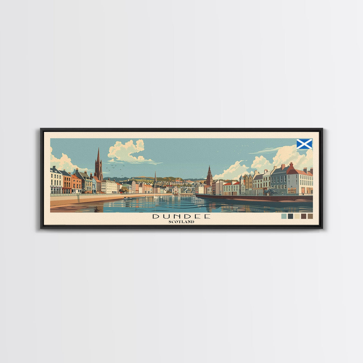 Dundee, Scotland Panoramic Canvas Print, Dundee, Scotland Painting, Scotland Art, Dundee Travel Poster, Travel Art, Vacation Gift