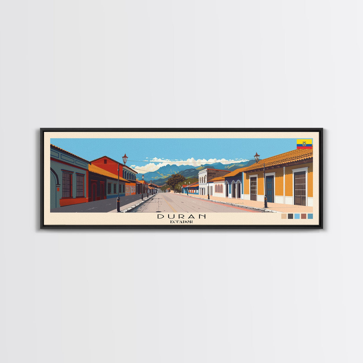 Duran, Ecuador Panoramic Canvas Print, Duran, Ecuador Painting, Ecuador Art, Duran Travel Poster, Travel Art, Living Room Painting