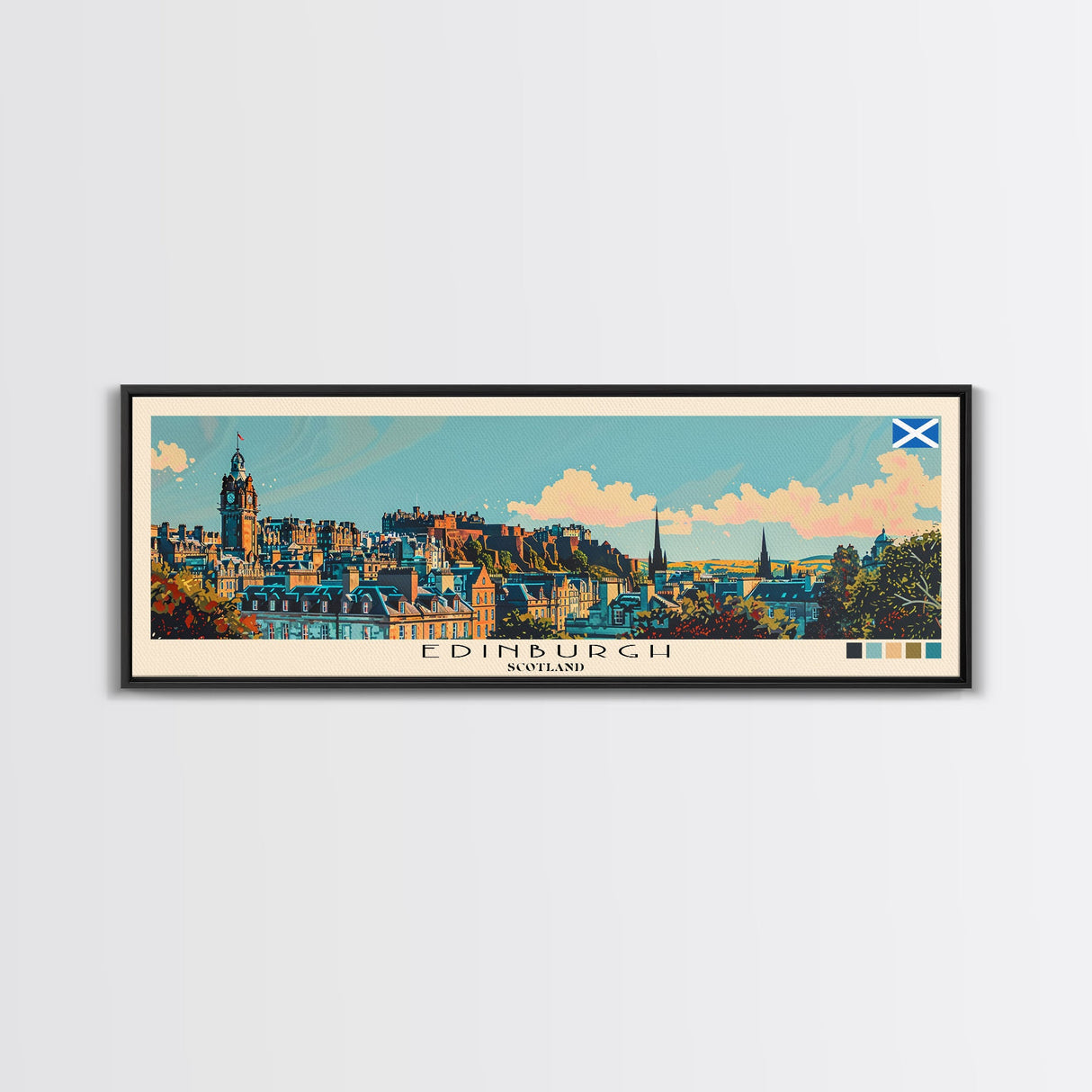 Edinburgh, Scotland Panoramic Canvas Print, Edinburgh, Scotland Painting, Scotland Art, Edinburgh Travel Poster, Travel Art, Vacation Gift