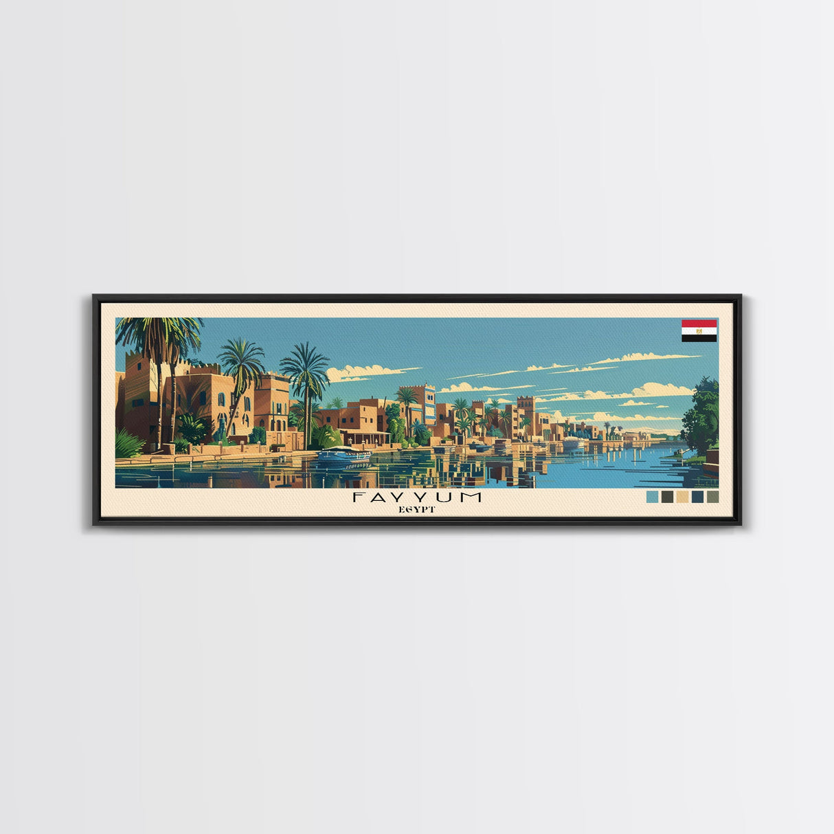 Fayyum, Egypt Panoramic Canvas Print, Fayyum, Egypt Painting, Egypt Art, Fayyum Travel Poster, Travel Art, Housewarming Gift