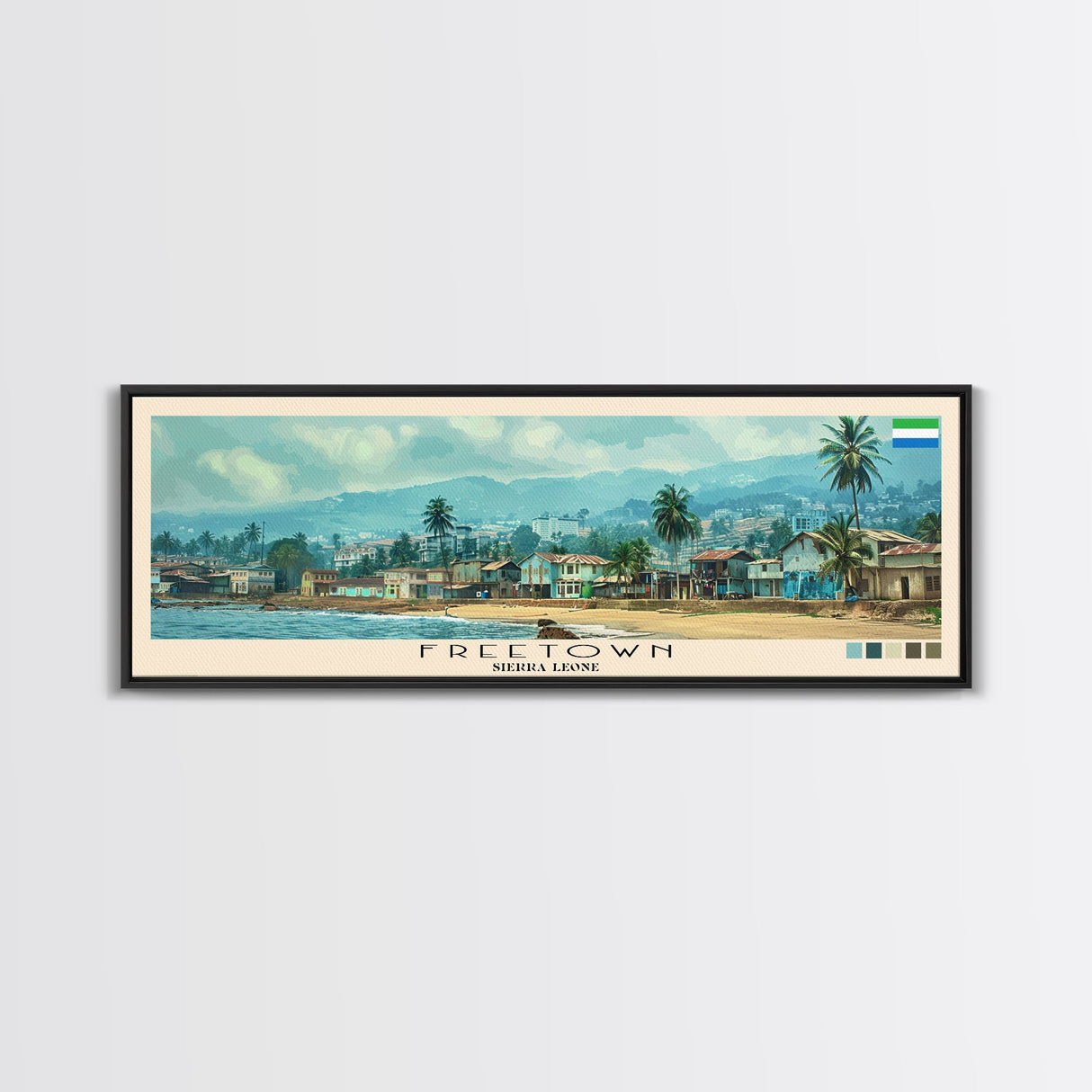 Freetown, Sierra Leone Panoramic Canvas Print, Freetown, Sierra Leone Painting, Sierra Leone Art, Freetown Travel Poster, Travel Art, Living Room Painting