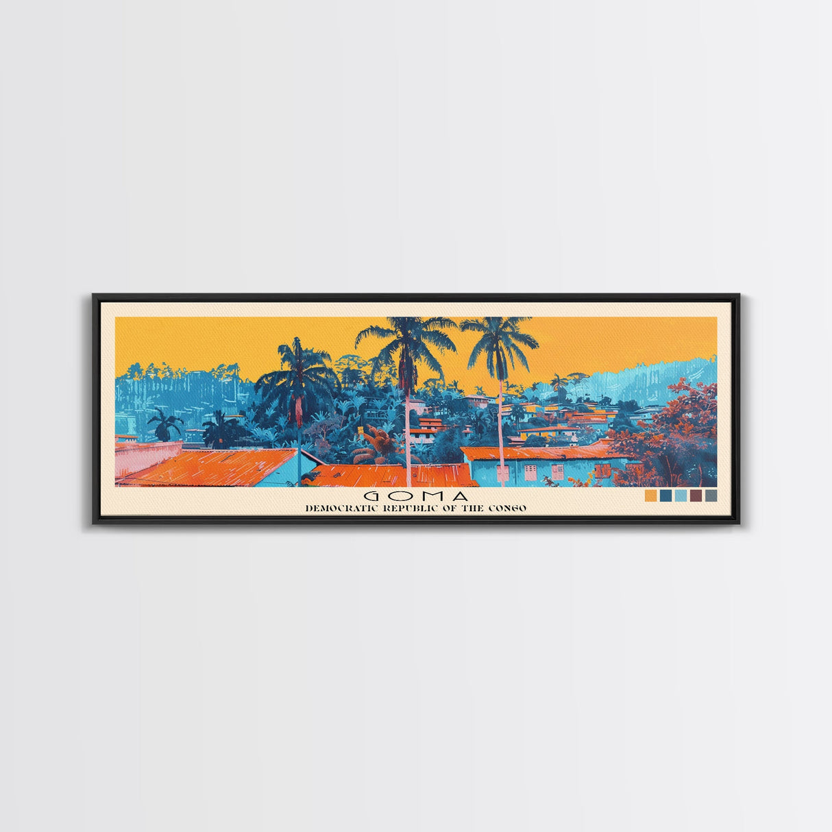 Goma, Congo Panoramic Canvas Print, Goma, Congo Painting, Congo Art, Goma Travel Poster, Travel Art, Housewarming Gift