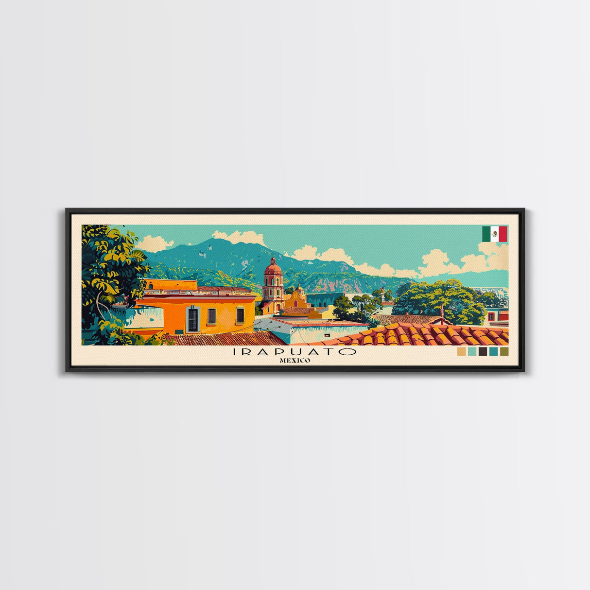 Irapuato, Mexico Panoramic Canvas Print, Irapuato, Mexico Painting, Mexico Art, Irapuato Travel Poster, Travel Art, Housewarming Gift