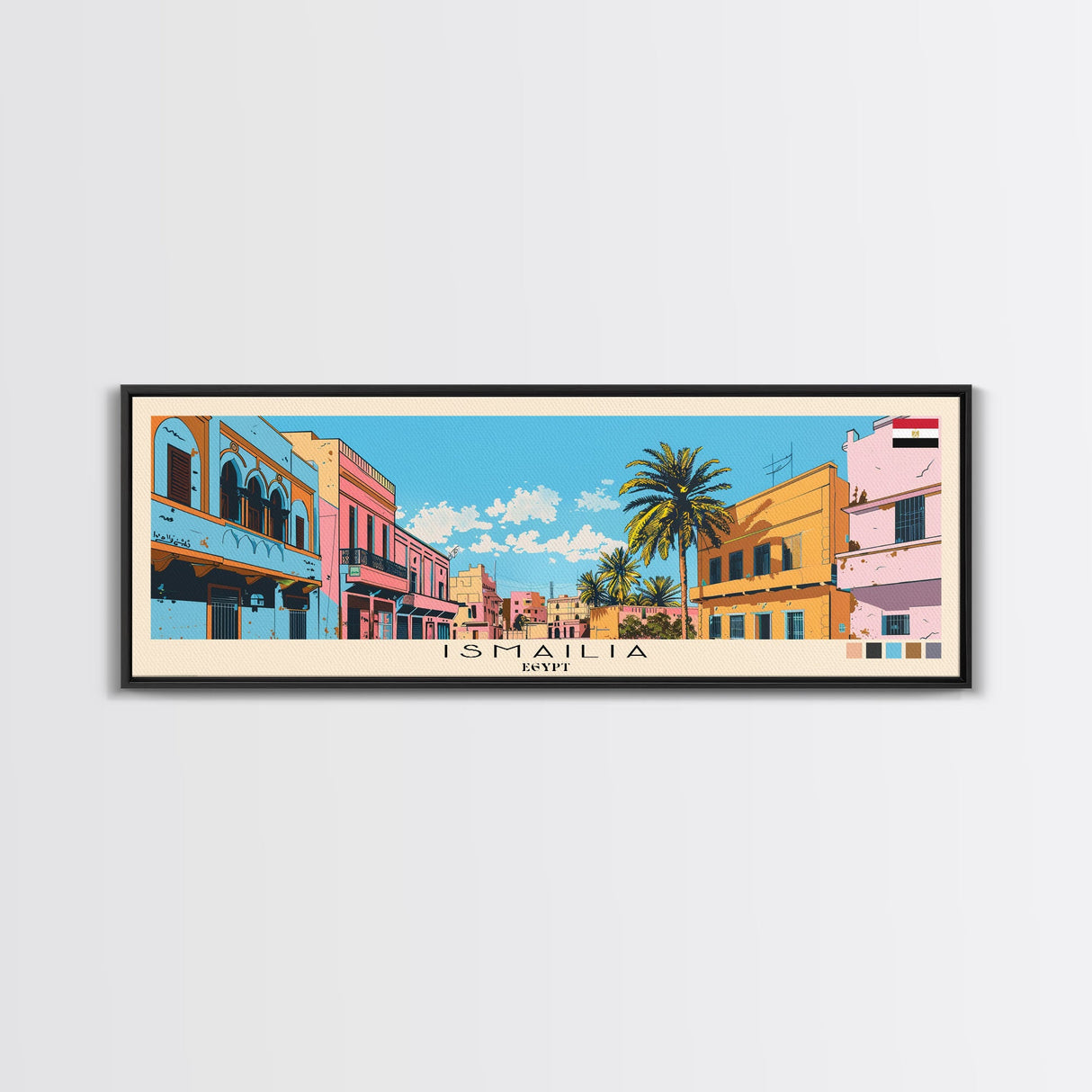 Ismailia, Egypt Panoramic Canvas Print, Ismailia, Egypt Painting, Egypt Art, Ismailia Travel Poster, Travel Art, Guest Room Painting