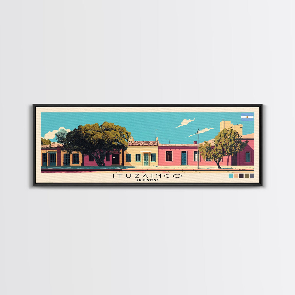 Ituzaingo, Argentina Panoramic Canvas Print, Ituzaingo, Argentina Painting, Argentina Art, Ituzaingo Travel Poster, Travel Art, Vacation Gift