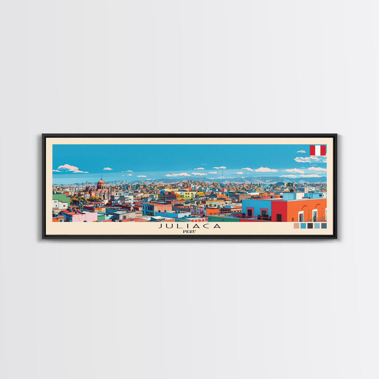 Juliaca, Peru Panoramic Canvas Print, Juliaca, Peru Painting, Peru Art, Juliaca Travel Poster, Travel Art, Guest Room Painting