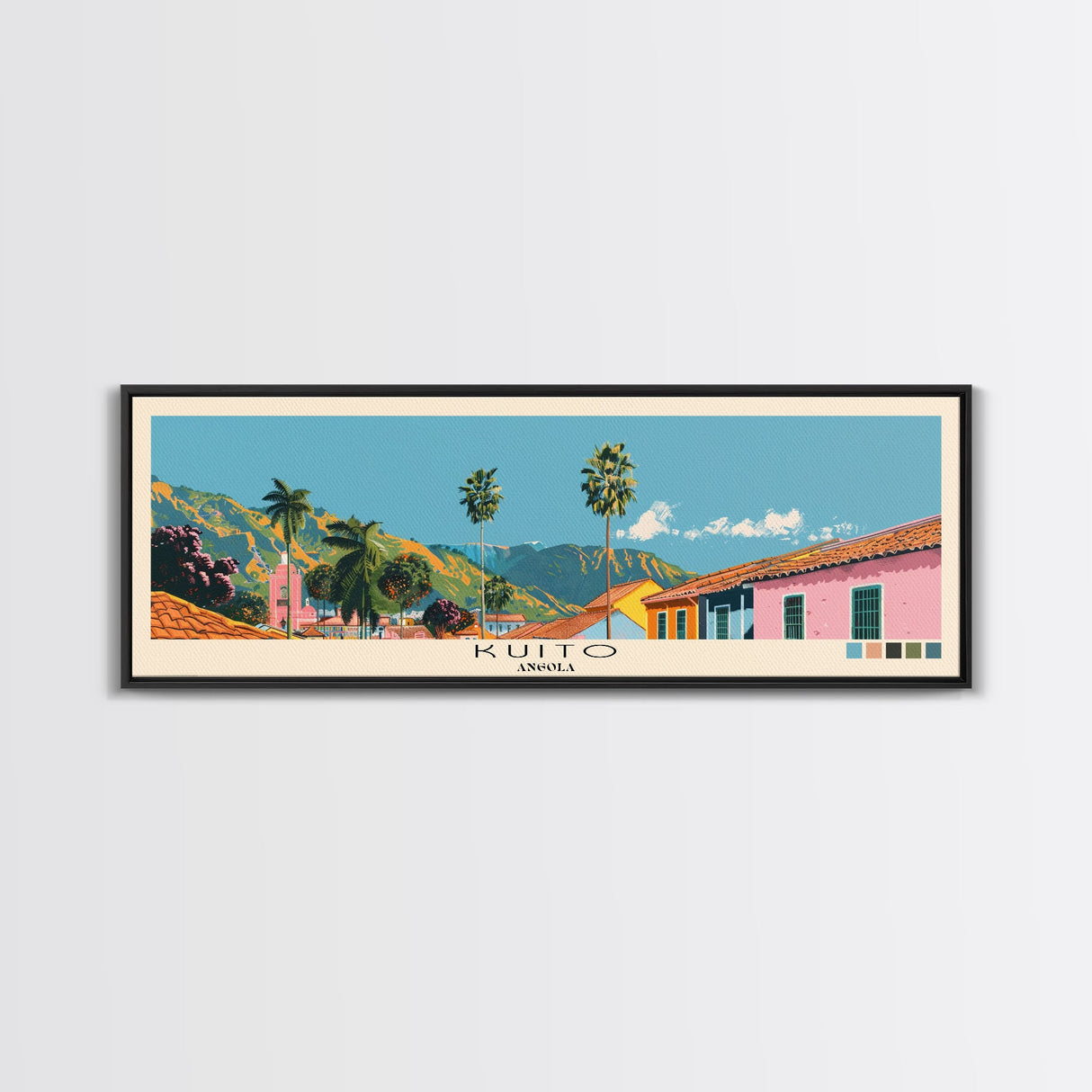 Kuito, Angola Panoramic Canvas Print, Kuito, Angola Painting, Angola Art, Kuito Travel Poster, Travel Art, Vacation Gift