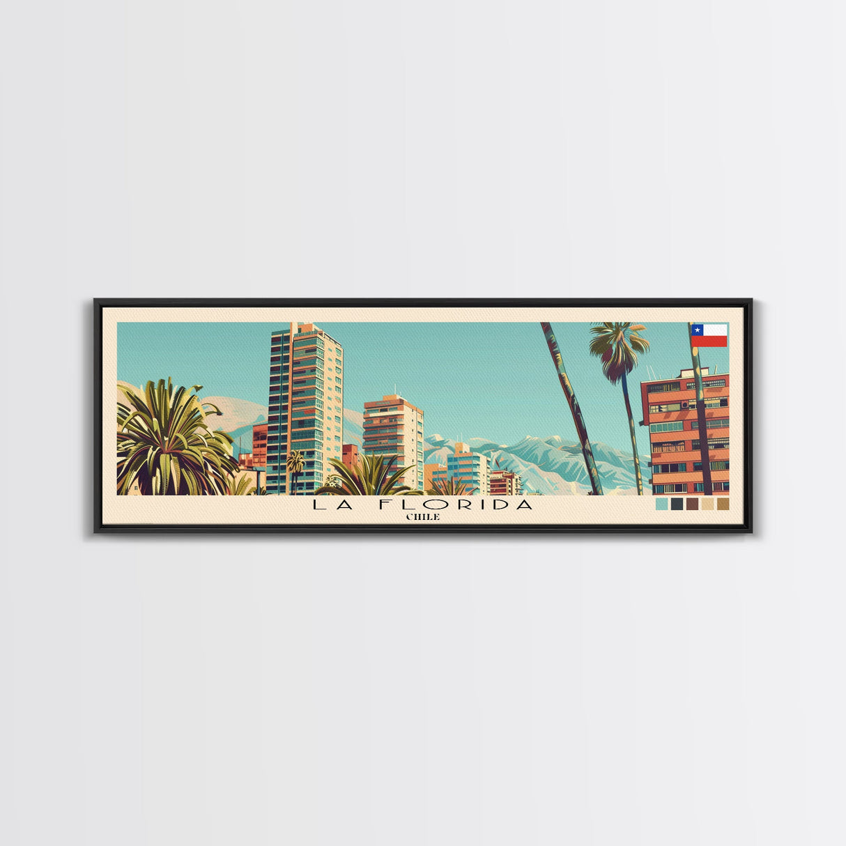 La Florida, Chile Panoramic Canvas Print, La Florida, Chile Painting, Chile Art, La Florida Travel Poster, Travel Art, Guest Room Painting