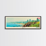 Lima, Peru Panoramic Canvas Print, Lima, Peru Painting, Peru Art, Lima Travel Poster, Travel Art, Guest Room Painting